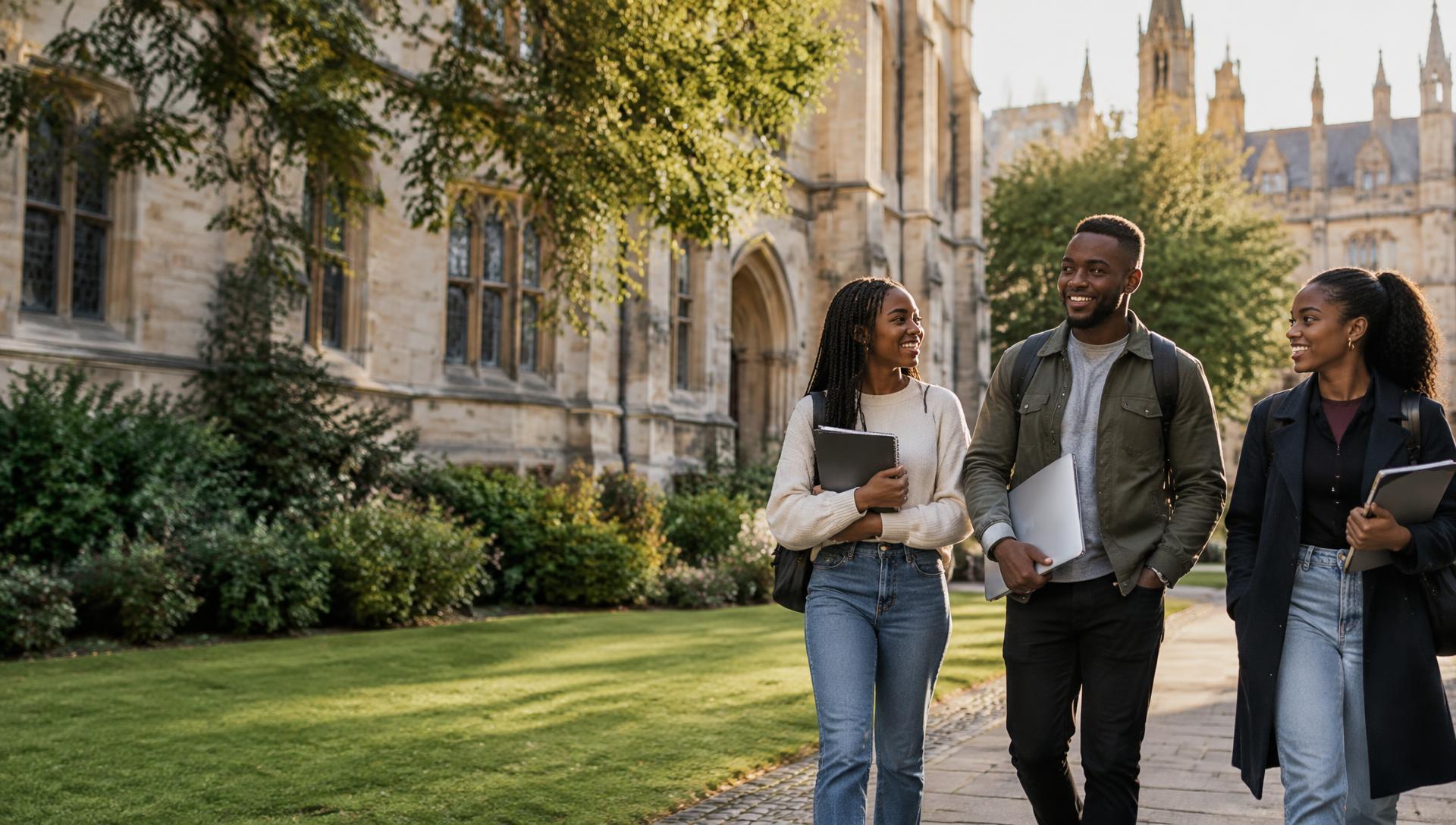 African university students walking together on an international campus